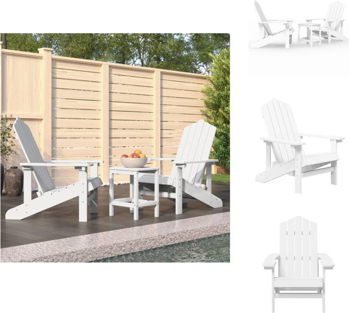 vidaXL Adirondack-Gartenstühle mit Tisch HDPE Weiß - Gartenstühle