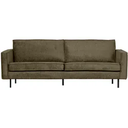 Sofa Rodeo 2,5 Sitzer aus Struktursamt, modern, dunkelgrün Bonsai, bequem gepolstert