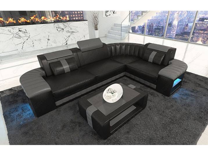 Designsofa Bergamo Eleganz L-Form aus Leder