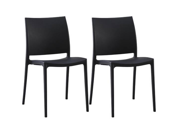 CLP Gartenstuhl 2er Set Kunststoff Schwarz, 42x81x49 cm, Gartenmöbel, Gartensessel, Gartenstühle