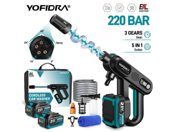 Pistolet de lavage haute pression sans fil YOFIDRA 3 vitesses, 220 bars, pour batterie Makita 21V