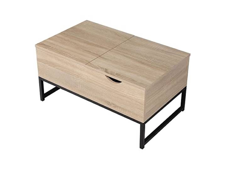 Happy Garden Couchtisch mit hochklappbaren Platten Schwarz und Holz Lotta