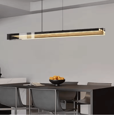 Inspire Picks Modern Long Glass Pendant Light Elegant Kitchen Island & Dining Room Chandelier 120cm neutral No Remote