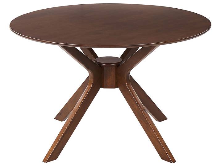 BELIANI Esszimmertisch Dunkles Mahagoni Holz ø 120 cm Füße in Sternform Gummibaumholz und MDF-Platte Runder Tisch Retro-inspiriertes Design Modern