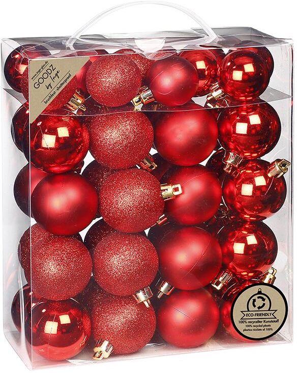 Weihnachtsbaumkugel "DECOR", rot, Ø:4cm, Kunststoff, Weihnachtsbaumkugeln, Weihnachtsbaumkugel rot 4cm
