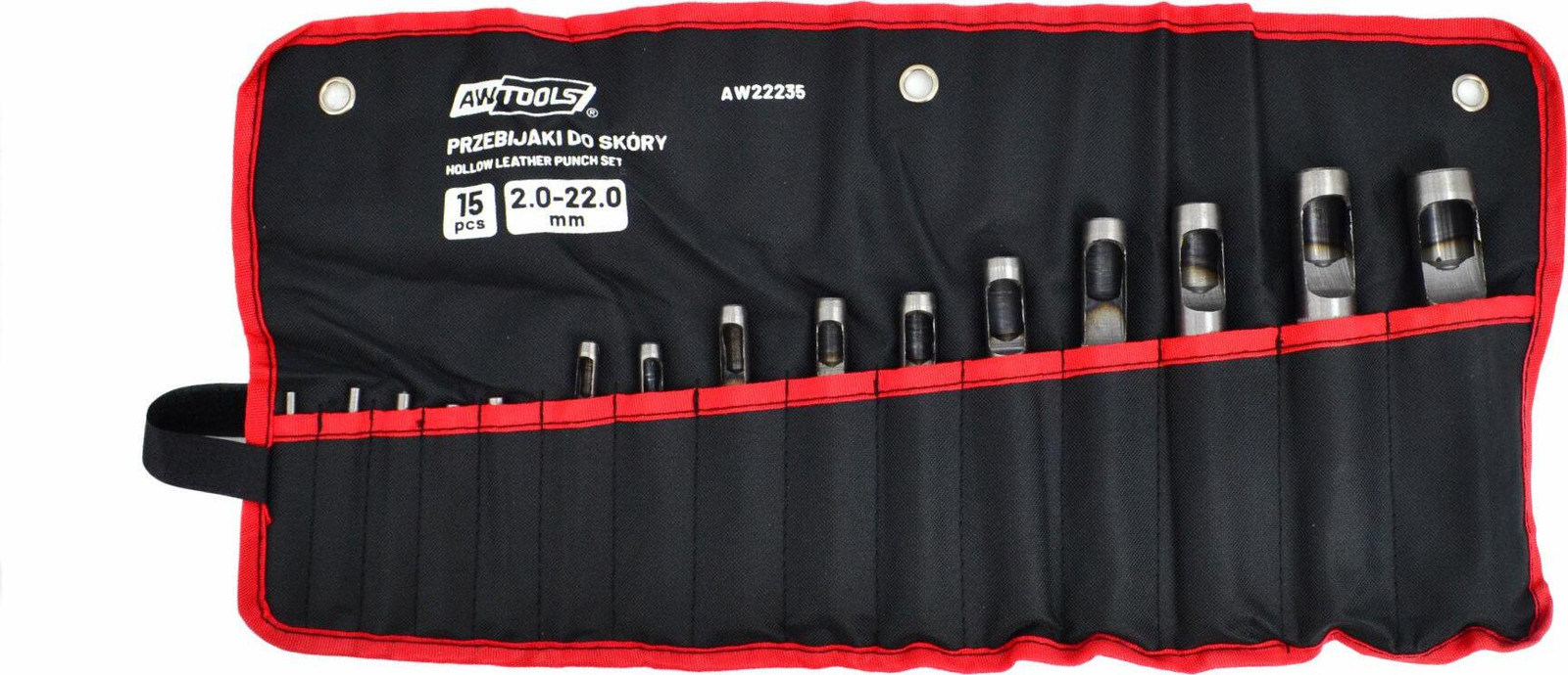 AWTools Set van 15 ledergatenponsjes