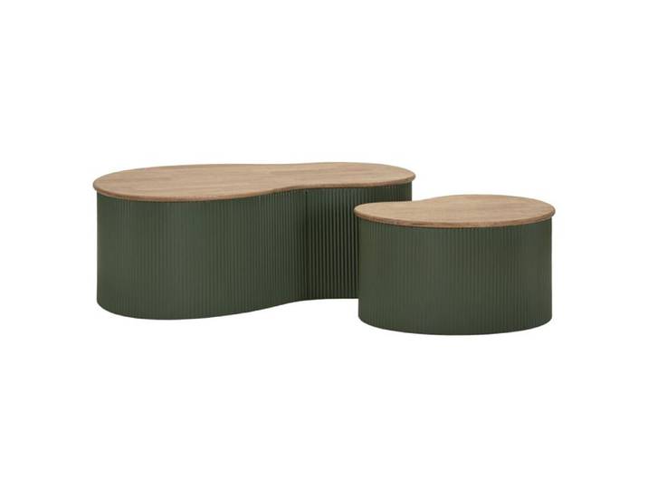 Tables basses Frankfurt vertes — paire en bois d'hévéa et métal - Réf. VK8681847414032