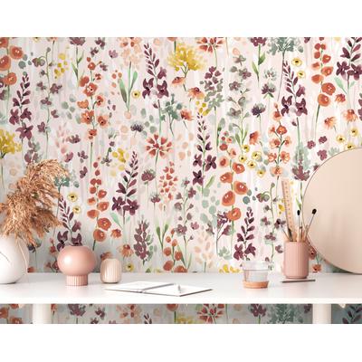Vliestapete A.S. CRÉATION "Aquarell Dreams Blümchen-Tapete Mustertapete Blumen Blumen", orange (beige,orange,braun), B:0,53m H:0,02m L:10,05m, Vlies, Tapeten, Vliestapete Blumen für Schlafzimmer Küche Wohnzimmer Blümchen Design