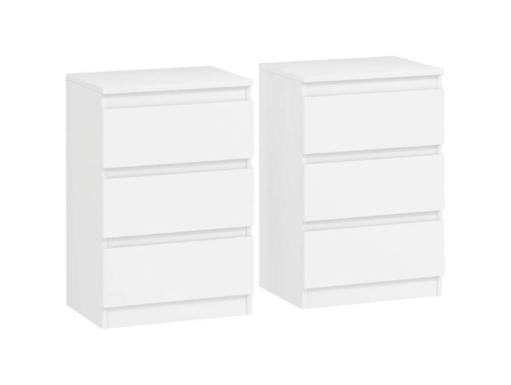 Homcom Nachttisch 2er Set MDF Weiß, 30x59.5x40 cm, Schlafzimmer, Nachtkästchen