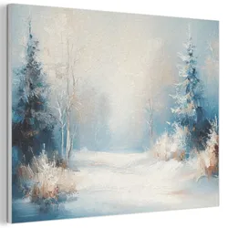 AKUSTIKBILD Wald - Winter - Natur - Abstrakt - Schnee Gemälde 80x60 cm