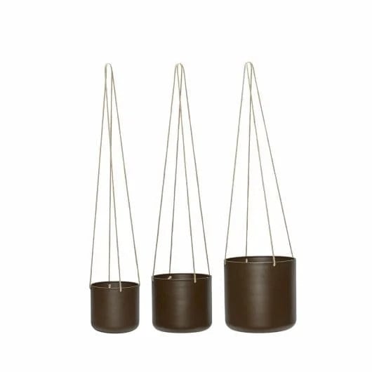 Hubsch Bloom set van 3 hangende bloempotten - Bruin