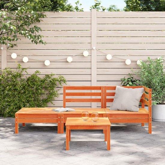 Famanu Gartenbank 3-Sitzer aus massivem Kiefernholz - braun