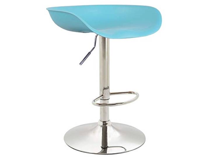 CLP Barhocker Anaheim Kunststoff I Thekenhocker Mit Trompetenfuß I Barstuhl Mit Fußstütze Tresenstuhl Thekenstuhl Farbe blau Gestell Farbe Chrom