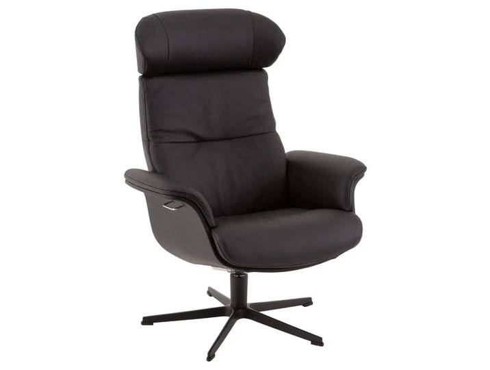 Relaxer Time Out, Leder Schwarz, Kreuzfuss Schwarz, Eames Chair
