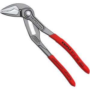 Knipex Wasserpumpenzange Cobra ES, 87 51 180, extra schlank, Druckknopf-Einstellung, Griffe kunststoffüberzogen, 180 x 32mm