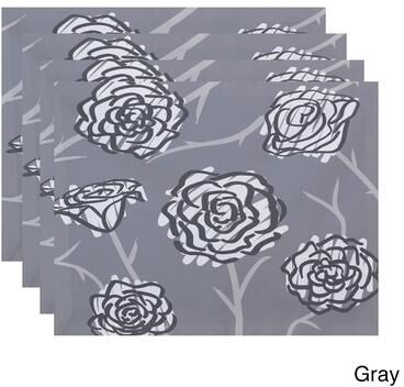 E by Design 18 x 14-inch Spring Floral 2 Floral Print Placemat (Set of 4)