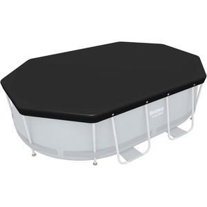 Bestway Poolabdeckung 58424, aus PE, schwarz, mit Spannseil, für Pools 305 x 184 cm, UV-beständig, Planenmaß 305 x 184 cm