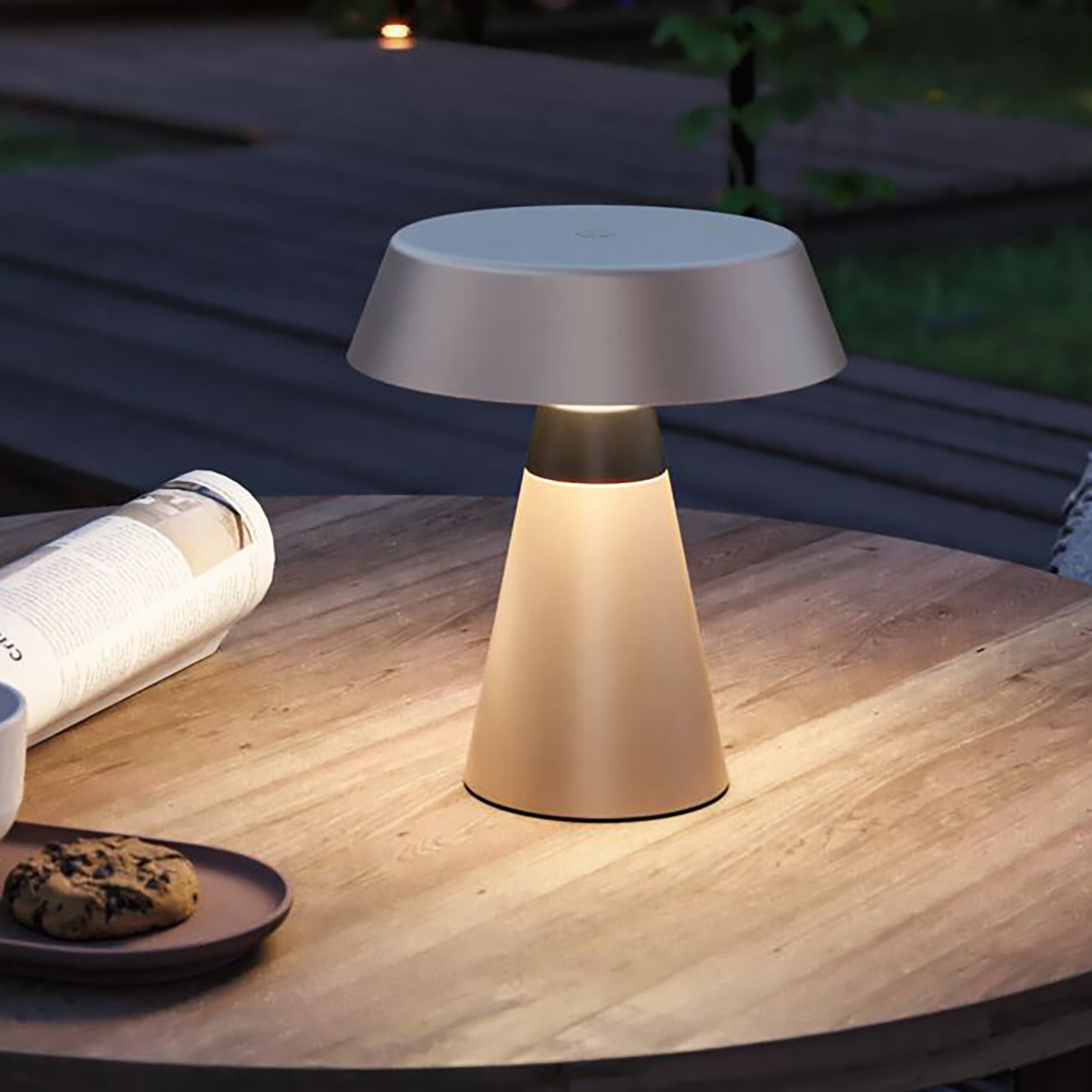 home24 Tafellamp Lirox wit/zilver Ø 18cm met LED-module