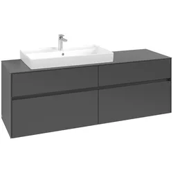 Villeroy & Boch Waschbeckenunterschrank Collaro, Graphite, 1600x548x500 mm, mit Beleuchtung und SoftClosing, Smarthome-fähig
