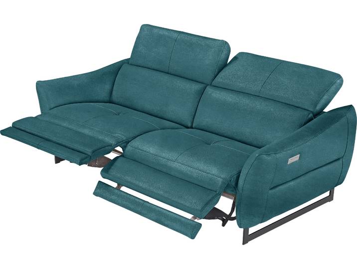 2,5-Sitzer EGOITALIANO Dafne, elegantes Designsofa mit hohem Sitzkomfort , blau (teal), B:208cm H:97cm T:108cm, Sofas, 2 5-Sitzer, mit elektrischer Relaxfunktion, Kopfteile manuell verstellbar