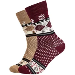 2er Pack camano Soft Winter Crew Socken 3895 - windsor wine/travertine 35-38