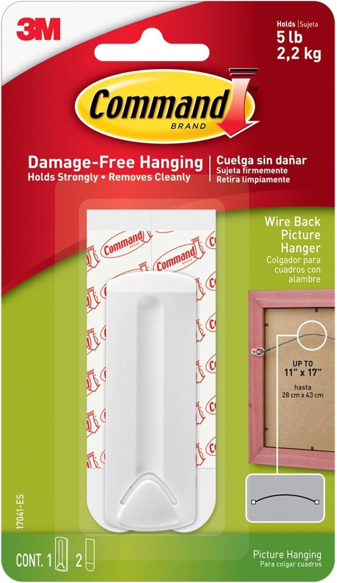 Canvas en Foto Hanger met Draad - 1 Hanger en 2 Strips - Wit