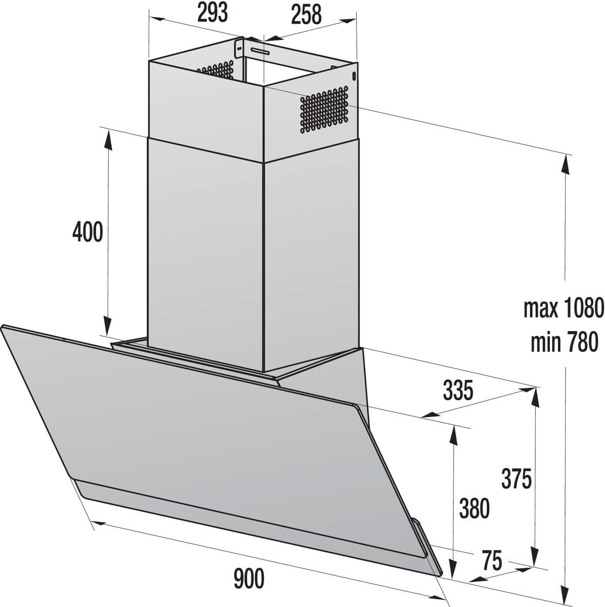 Gorenje W9TB Abluft/Umluft Dunstabzugshaube/Esse Wand 90 cm (Schwarz) 736255