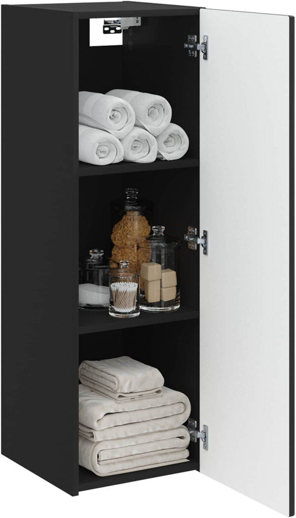 17 Stories Linen Cabinet Black 60cm H x 33cm W x 34.5cm D