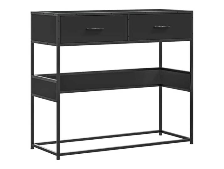 HAQWRDQSG Konsolentisch Schwarz 90x35x80 cm Flurtisch mit Schublade Schafft Ordnung im Schlafzimmer und Flur dank integrierter Schublade, offener Ablage und robuster Metallkonstruktion.