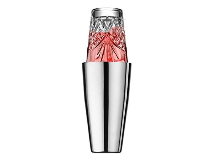 Godinger Cocktail Shaker, Martini Shaker, Boston Shaker, Stainless Cup and Crystal Glass to Mix Drinks - Dublin Collection