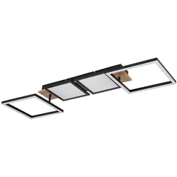 LED Deckenleuchte Holzoptik Deckenlampe Wohnzimmerlampe schwarz mit beweglichen Elementen, Metall, 36W 2100lm warmweiß, LxBxH 100x27x11 cm