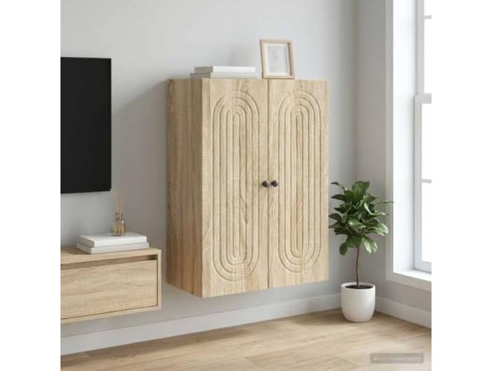 GPWERSDF Wandschrank Sonoma-Eiche 66 x 34,5 x 90 cm Holzwerkstoff Wandmontiert, Pendeltüren, 90°-Scharnier, viel Stauraum, robust, platzsparend