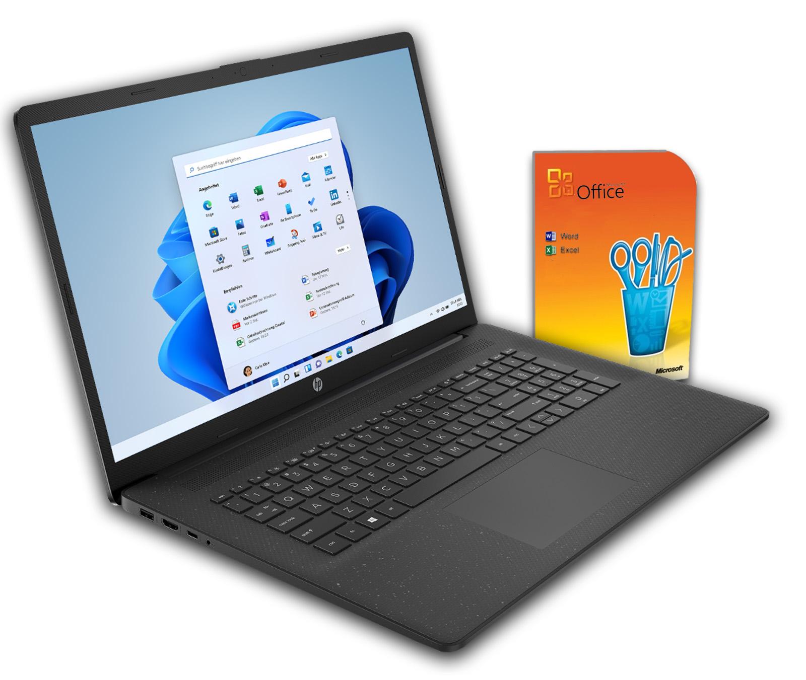 HP Laptop 17,3 Zoll, Intel N4500, 8 GB RAM, 512 GB SSD, Windows 11 Pro, Softmaker Office