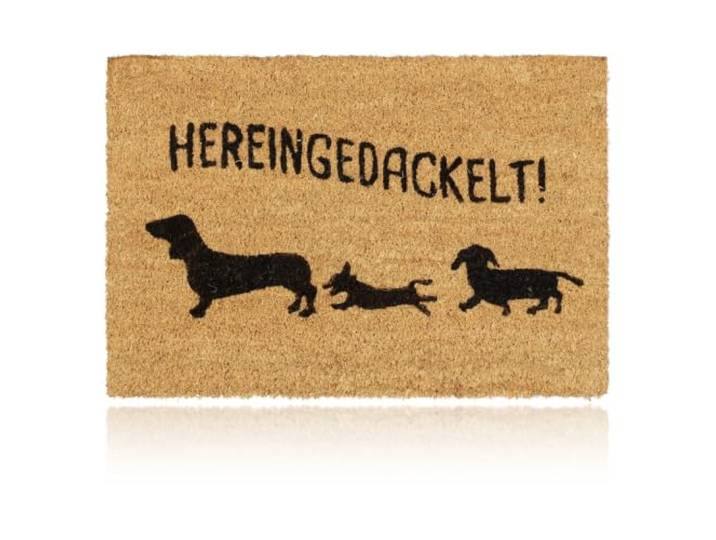 Relaxdays Paillasson en Fibre de Coco Hereingedackelt\, Motifs Chiens\, Tapis intérieurs & extérieurs\, 40x60 cm\, Nature