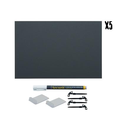 Securit® 5er-Set Tischtafeln "Tags" A4 - Schwarz - Weißer Kreidestift und Zubehör inklusive