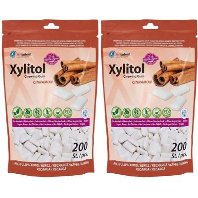 Miradent Xylitol Chewing Gum Zimt Refill 2x 2x200 St Kaugummi