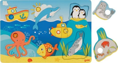 Goki Houten Puzzel Zeedieren 7 Delen 30 x 21 x 0,8 cm