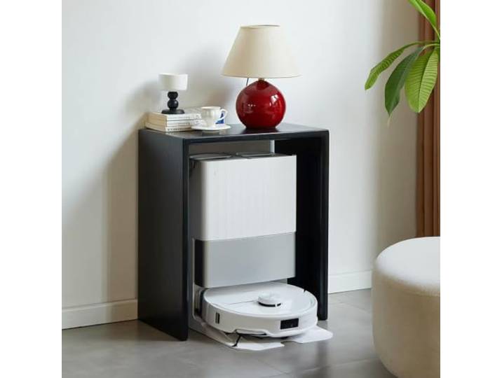 NRNQMTFZ Kehrroboter-Aufbewahrungsregal, Beistelltisch Roboter-Vakuumschrank, freistehendes Holzregal(Black)
