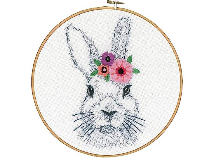 Vervaco Set à broder Lapin met bloemen