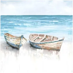 La Casa »Boot am Strand« Ölbild handbemalt auf Leinwand