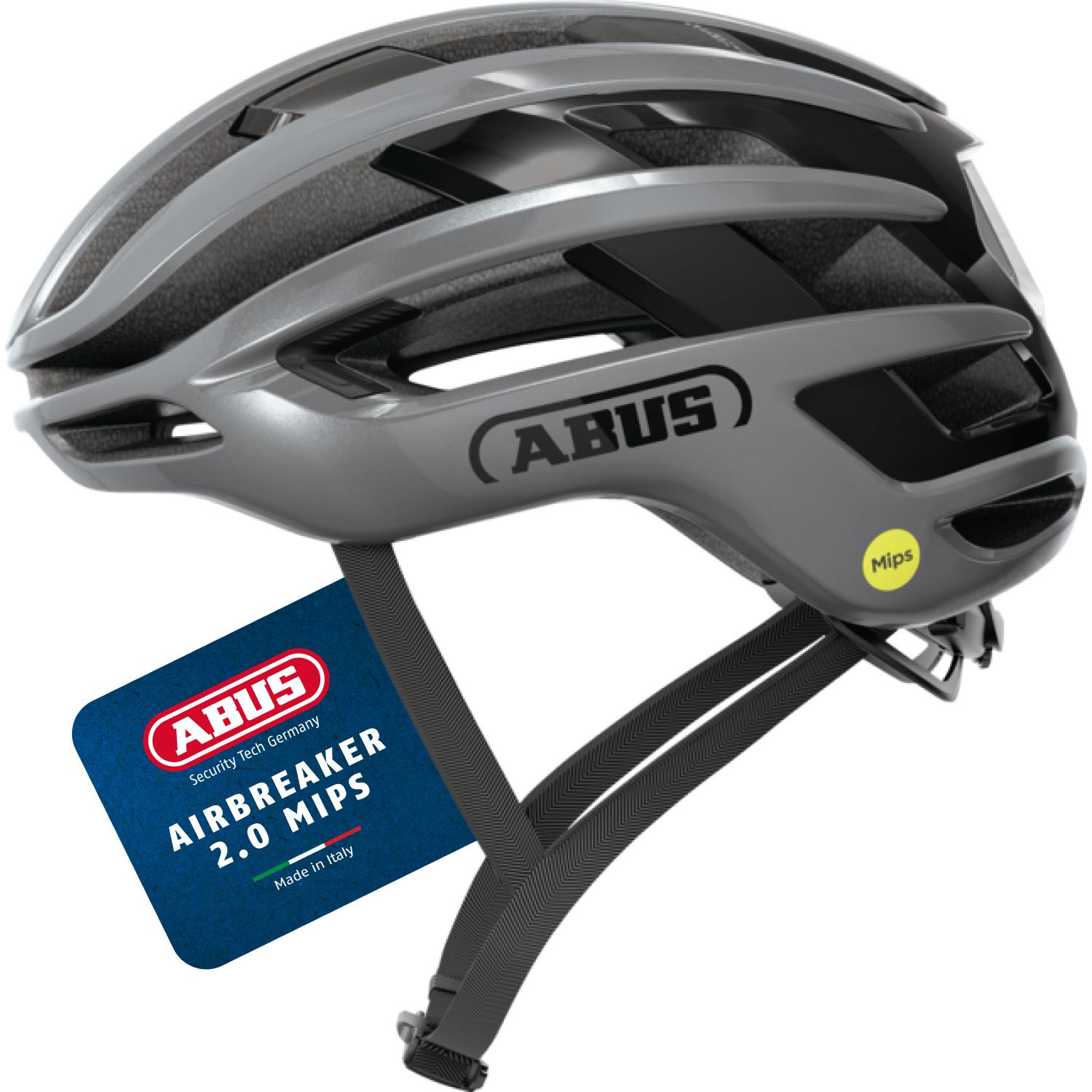 ABUS Rennradhelm AirBreaker 2.0 MIPS - leichter Fahrradhelm mit Fokus auf Belüftung, Aerodynamik, icherheit und Komfort für professionellen Radsport - für Frauen und Männer - ilber, Größe L (57-61 cm)