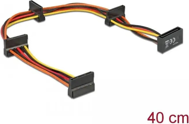 Delock Netwerkkabel splitter SATA-voedingsconnector man naar SATA-voedingsconnector vrouw, 40 cm