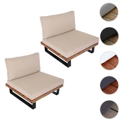 2er-Set Lounge-Sessel HWC-H54, Garten-Sessel, Spun Poly Akazie Holz FSC-zertifiziert Alu ~ hellbraun, Polster beige