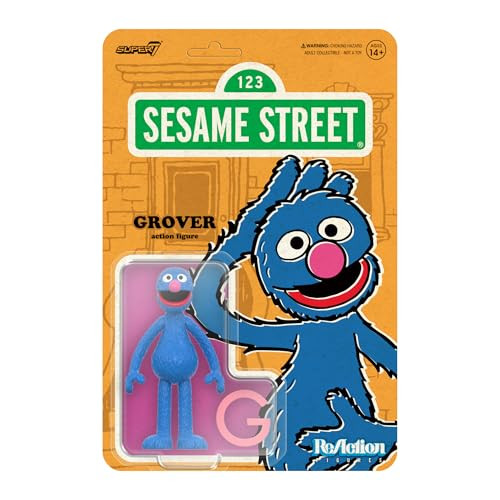 Super7 Sesamstraat Reactiefiguren Wave 05 - Grover Action Figure