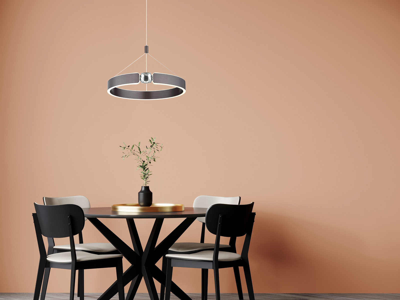 home24 LED-hanglamp Hendricks type C wit/bruin Ø 40cm
