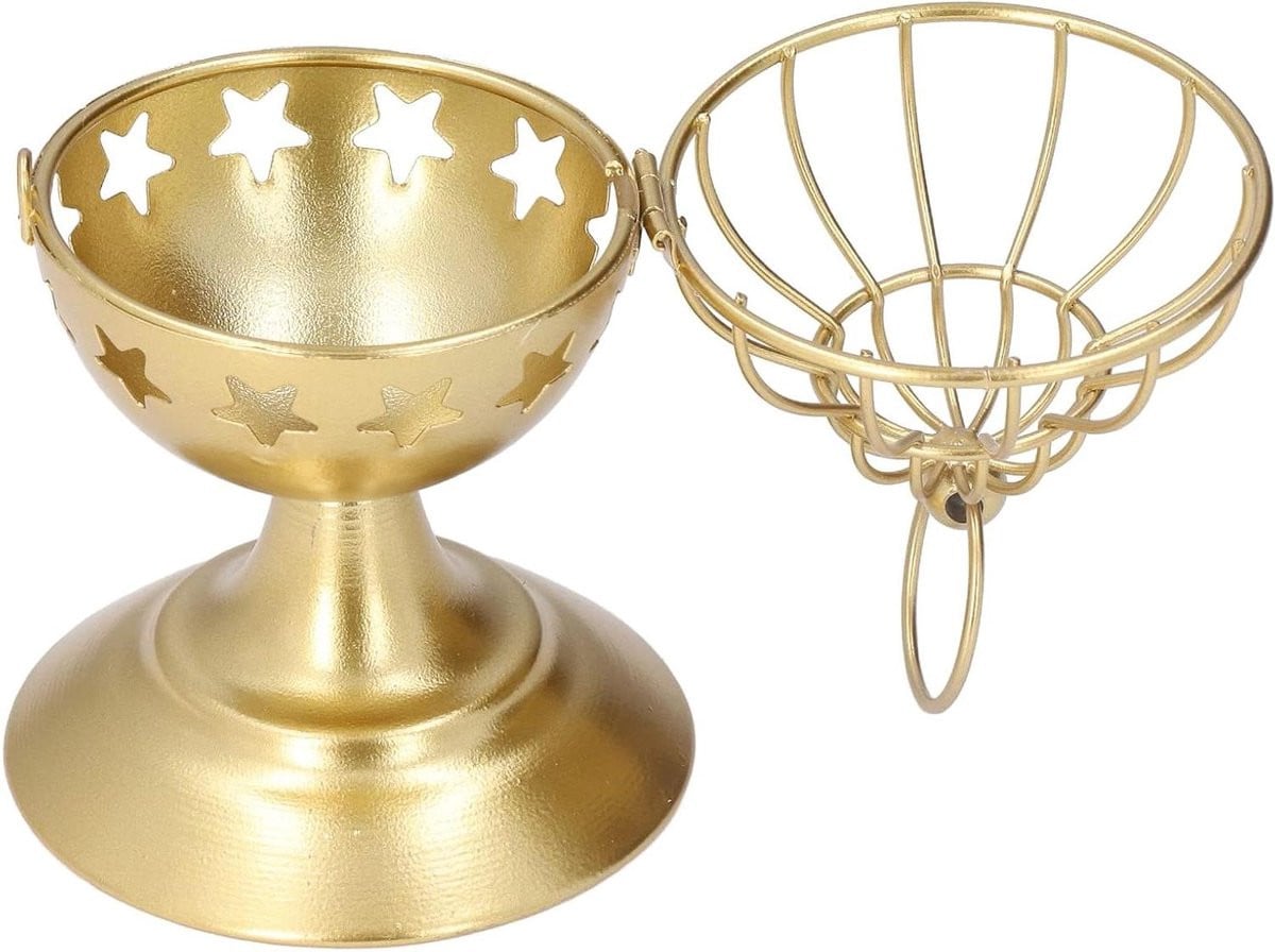 Gouden Vogelkooi Kandelaar - Metalen Kaarshouder in Vogelkooi Stijl - Goud