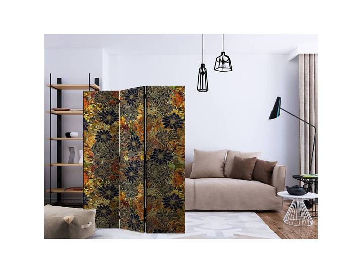 Paravent Floral Madness Polaire Noir 135 x 172 x 3cm 3 éléments