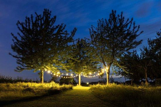 Happy Lights Warmwitte LED-lichtslinger met 50 LED's, 25 meter, voor buitengebruik
