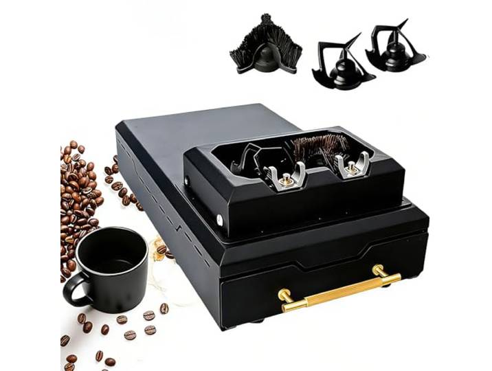 KPOUYYDS Automatischer Kaffeesiebträger-Reiniger 58mm, 150W 300U/min, komplettes Reinigungszubehör, 2 Schaber 1 Bürstenkopf, Für Täglichen Gebrauch Von Kaffeeliebhabern Zuhause