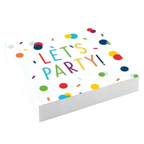 Amscan Servetten Confetti Let's Party Verjaardag - 20 stuks - 25 x 25 cm